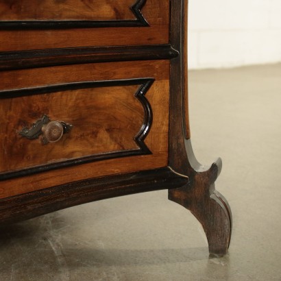 Commode Scriban Style lombard Placage Noyer Italie '900