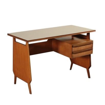 Bureau Placage de Teck Bois Formica Vintage Italie Années 60