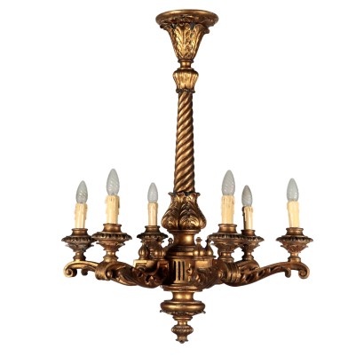 Lampadario in Legno Dorato