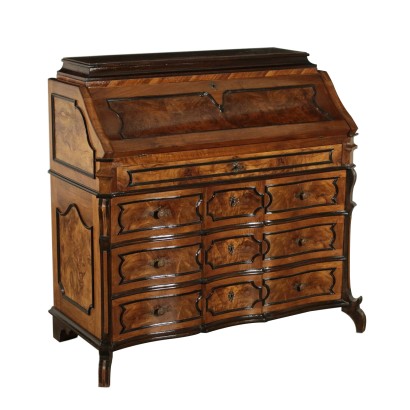 Commode Scriban Style lombard Placage Noyer Italie '900