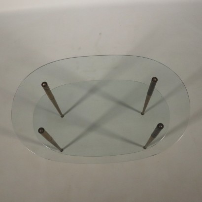 Petite Table Verre Laiton Italie Années 50