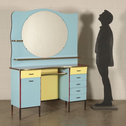 Coiffeuse du coiffeur Bois Formica Métal Italie Années 60