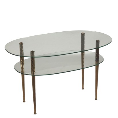 Petite Table Verre Laiton Italie Années 50