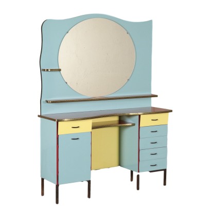 Coiffeuse du coiffeur Bois Formica Métal Italie Années 60
