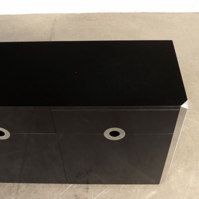 Buffet Willy Rizzo Bois laqué Aluminium chromé Métal Années 70