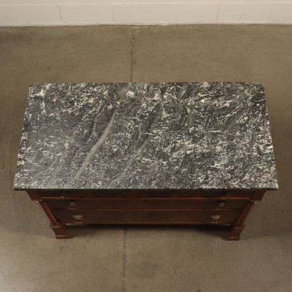 Commode Napoléon à deux Tiroirs Noyer Marbre France Fin '800