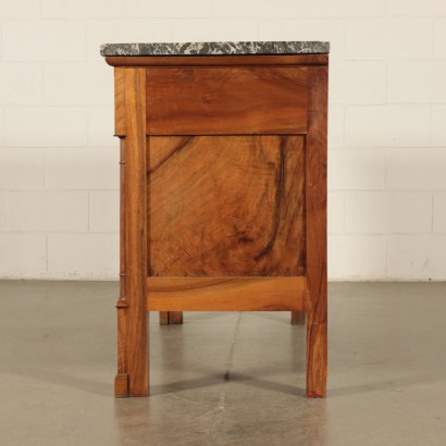 Commode Napoléon à deux Tiroirs Noyer Marbre France Fin '800