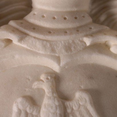 Blason Noble Marbre Blanc Sculpté Italie Fin '800