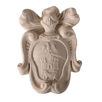 Blason Noble Marbre Blanc Sculpté Italie Fin '800