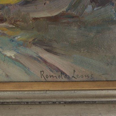 Paysage de Romolo Leone Huile sur Carton Italie '900