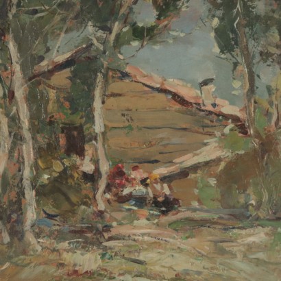 Paysage de Romolo Leone Huile sur Carton Années 30