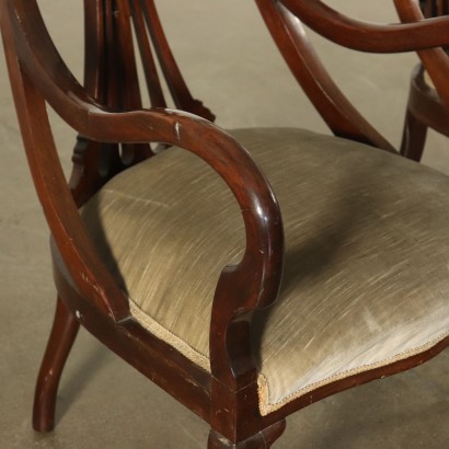 Quatre Chaises et Paire de Fauteuils Art Nouveau Acajou Italie '900