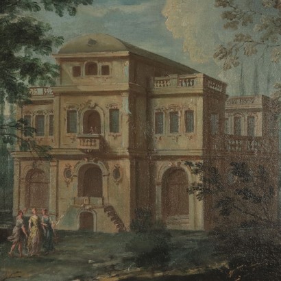 Paisaje con la arquitectura y figuras