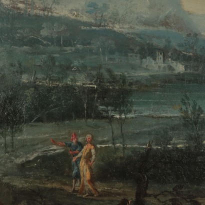 Paisaje con la arquitectura y figuras