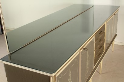 modernariato, mobilio, buffet con specchio anni 40, buffet ann 40, specchio anni 40, buffet produzione italiana, specchio produzione italiana