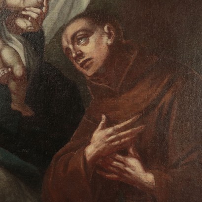 Virgin Mary with Baby Jesus on Throne between two Saints, 17th Century