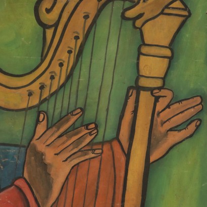 arte, arte italiana, pittura novecento italiana,Re Davide suona l'Arpa