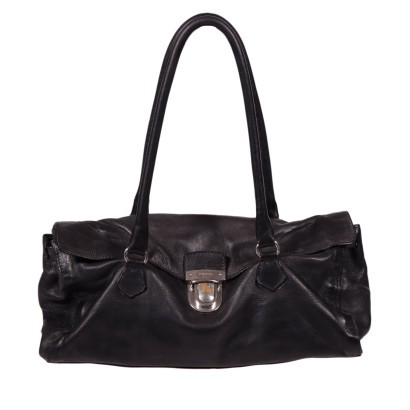 Vintage Prada Bag Black Leather Italy 1980s-1990s
