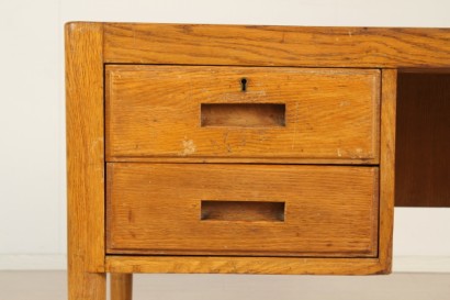 modernariato, tavoli, scrivania anni 40/50, scrivania anni 40, scrivania anni 50, scrivania rovere, scrivania produzione italiana, scrivania