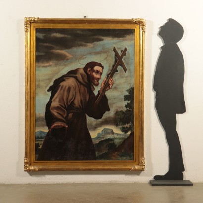 Saint Francis Oil on Canvas Center-Italian School 18th Century