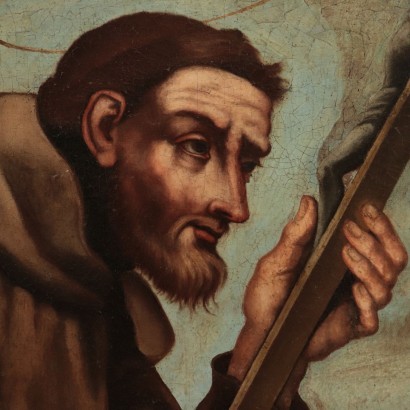 Saint Francis Oil on Canvas Center-Italian School 18th Century