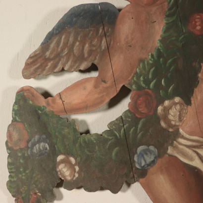 Coppia di sagome in legno dipinto