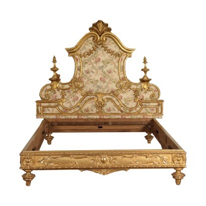 Eclectic Neo-Baroque Big Bed Italy 19th Century