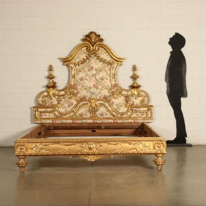 Eclectic Neo-Baroque Big Bed Italy 19th Century