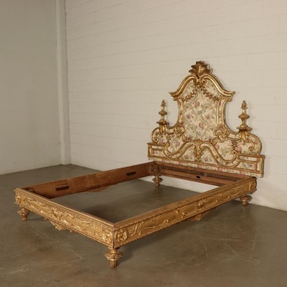 Eclectic Neo-Baroque Big Bed Italy 19th Century