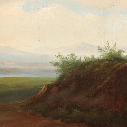 Landscape With Figures And Cattle Oil On Canvas 19th Century