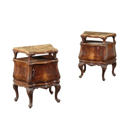 antiquariato, comodino, antiquariato comodino, comodino antico, comodino antico italiano, comodino di antiquariato, comodino neoclassico, comodino del 800,Coppia di Comodini in Stile Chippendale