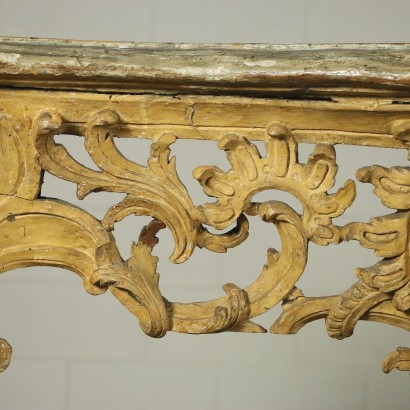 Console Rococò Piémontais Bois Sculpté Laqué Italie '700