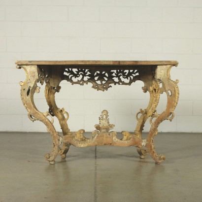 Console Rococò Piémontais Bois Sculpté Laqué Italie '700