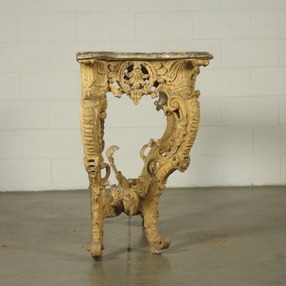 Console Rococò Piémontais Bois Sculpté Laqué Italie '700