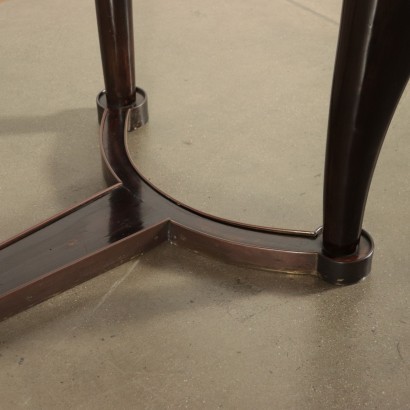 Table Ebonized Beech Mahogany Veneer Brass Mirrored Glass Italy 1950s