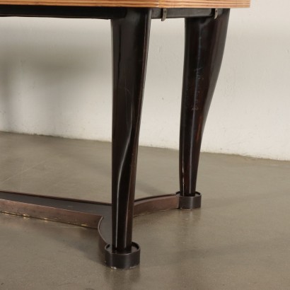 Table Ebonized Beech Mahogany Veneer Brass Mirrored Glass Italy 1950s