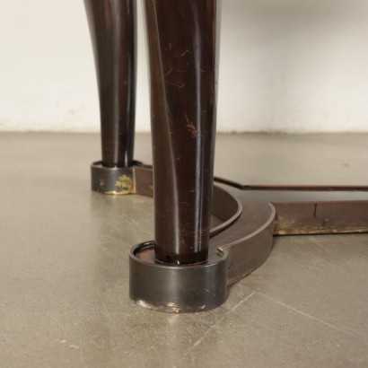 Table Ebonized Beech Mahogany Veneer Brass Mirrored Glass Italy 1950s