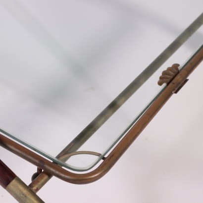 Service Trolley Wood Brass Glass Italy 1950s