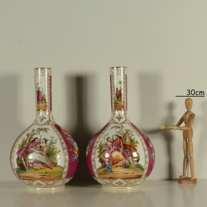 antiquariato, vaso, antiquariato vaso, vaso antico, vaso antico italiano, vaso di antiquariato, vaso neoclassico, vaso del 800,Coppia Vasi Dresden