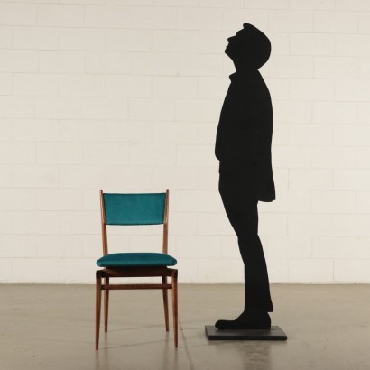 Group Of Six Chairs Stained Beechwood Foam Velvet Italy 1960s