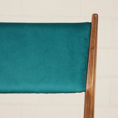 Group Of Six Chairs Stained Beechwood Foam Velvet Italy 1960s