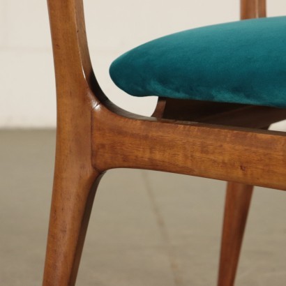 Group Of Six Chairs Stained Beechwood Foam Velvet Italy 1960s