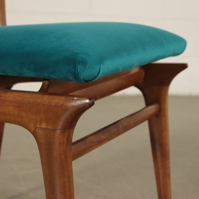 Group Of Six Chairs Stained Beechwood Foam Velvet Italy 1960s