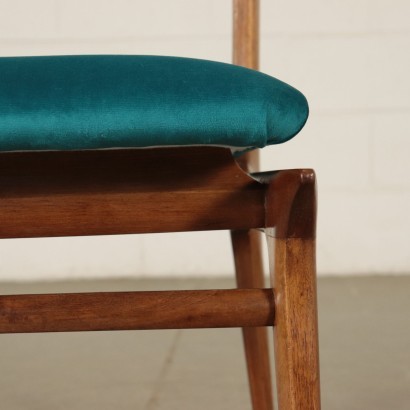 Group Of Six Chairs Stained Beechwood Foam Velvet Italy 1960s