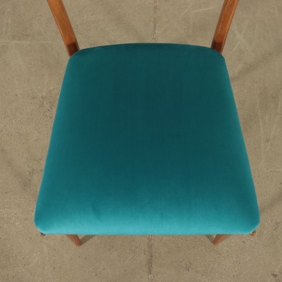 Group Of Six Chairs Stained Beechwood Foam Velvet Italy 1960s