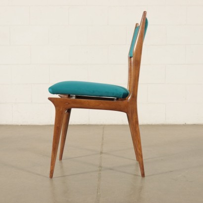 Group Of Six Chairs Stained Beechwood Foam Velvet Italy 1960s