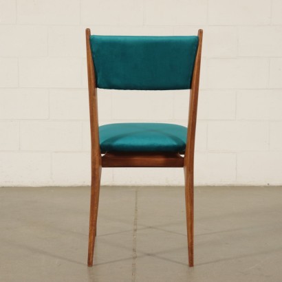 Group Of Six Chairs Stained Beechwood Foam Velvet Italy 1960s