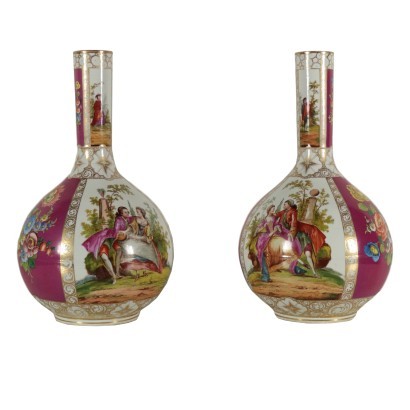antiquariato, vaso, antiquariato vaso, vaso antico, vaso antico italiano, vaso di antiquariato, vaso neoclassico, vaso del 800,Coppia Vasi Dresden