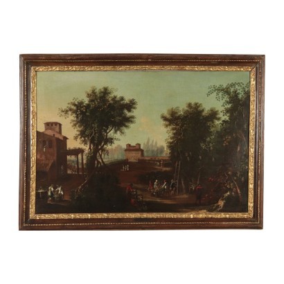 arte, arte italiano, pintura italiana antigua,Paisaje con figuras,Paisaje con figuras - La vendimia
