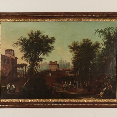 arte, arte italiano, pintura italiana antigua,Paisaje con figuras,Paisaje con figuras - La vendimia